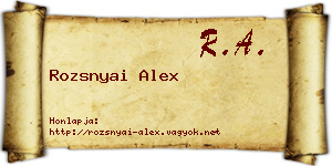 Rozsnyai Alex névjegykártya